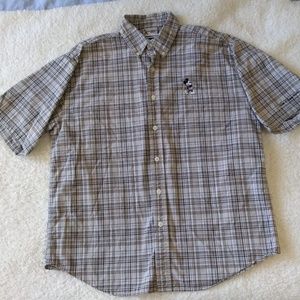 Mens Walt Disney World Button up L Large Plaid